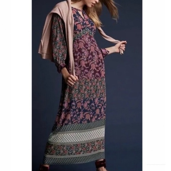 CAbi Dresses & Skirts - CAbi Purple Green Navy Floral Festival Maxi Dress Style No. 3675 Size Large